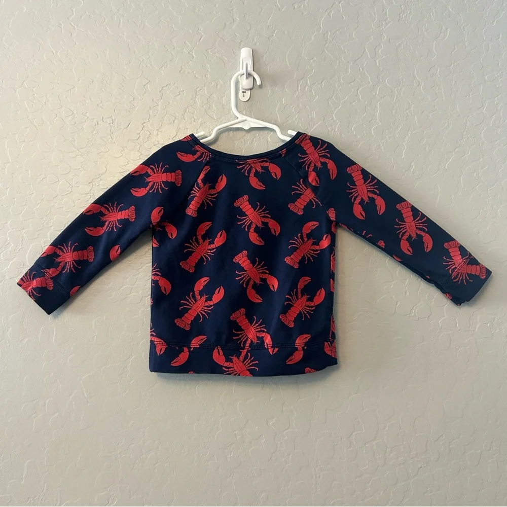 Old Navy long sleeve navy blue and red lobster print sweatshirt size 3T